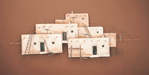 100462 pueblo metal wall sculpture