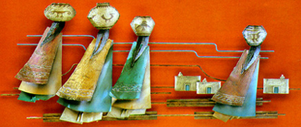 water carriers metal wall sculpture