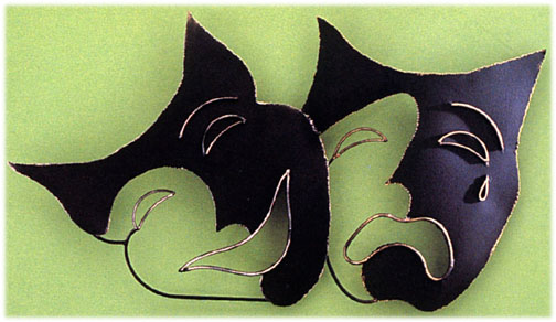 comedy tragedy metal wall sculpture