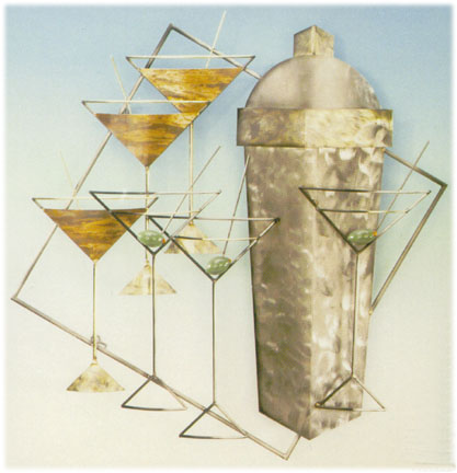martinis and manhattans metal wall sculpture